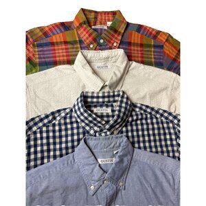 Gustin Lot of Four Shirts Japan Seersucker, Chambray, Gingham, Electric Plaid M